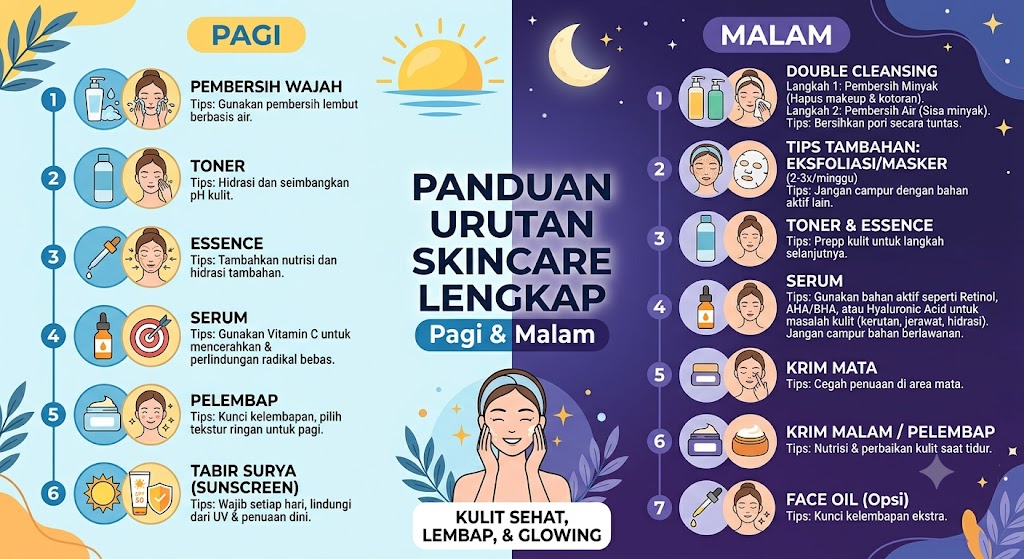 Urutan Skincare Pagi dan Malam yang Benar untuk Kulit Sehat dan Glowing